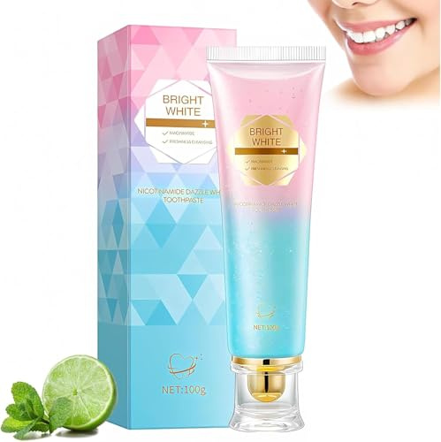 1 Stück Radiant Whitening Zahnpasta,Niacinamide Zahnpasta – Natürliche aufhellende Zahnpasta mit Niacinamid, Sanfte Formel für weißere Zähne und frischen Atem