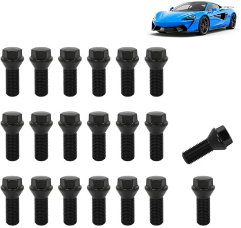 20pcs M14x1.5 Wheel Bolts Tapered 60 Degree, 28mm Thread Length, Hex 17mm Grade 10.9