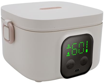 Jectse 500ml Intelligent Constant Temperature Bowl, 7 Gears Timer Fast Heating Electric Lunch Container Portable Self Heating Lunch Box for Camping Travel School