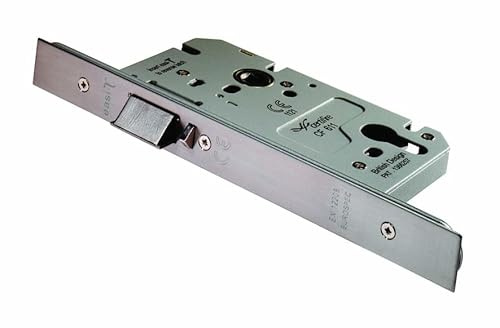 Kooples Hardware Easi-T DIN Euro Profile Nightlatch – Stainless Steel Mortice Lock Body with Reversible Latch – Secure Entry Door Lock (Square, Satin Stainless Steel, 85mm x 150mm x 60mm)