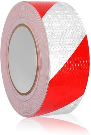 DUTIFUL Reflektierendes Klebeband Rot Weiß Reflektorband Selbstklebend Reflektoren Aufkleber Wasserdichtes Klebeband Reflektorband für Fahrzeuge Autos Anhänger Outdoor (5CM x 25M)