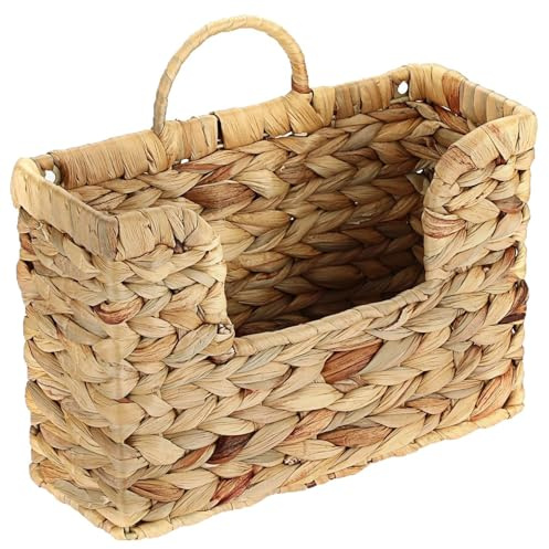 AZIDWERYQ Porte-revues, Porte-courrier en Jacinthe d'eau tissé à la Main, Panier de Rangement Boho pour entrée, Salon, Bureau