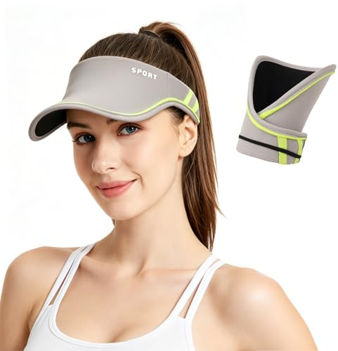 LCKEBT Visiera Sportiva Uomo Donna con Supporto Occhiali, Cappello Running Leggero Traspirante, Visiera Regolabile Pieghevole per Corsa Ciclismo Tennis Trekking