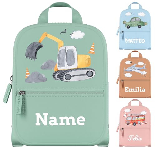 Bärenwerke Personalisierter Kindergartenrucksack mit Name & Motiv | Kinderrucksack für Jungen & Mädchen mit Brustgurt | Kleiner Kita-Rucksack für Kindergarten, Vorschule & Ausflüge