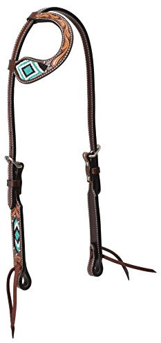 Weaver Leather Unisex-Erwachsene 45-0145 Weaver Kopfschmuck mit türkisfarbenem Kreuz, aus Leder, 1,6 cm, flaches Schiebe-Ohr, Türkis/Ausflug, einfarbig (Getaway Solids), 44413