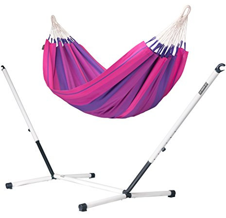 LA SIESTA - Orquidea Purple - Klassische Einzel-Hängematte aus Baumwolle mit pulverbeschichtetem Stahl-Gestell