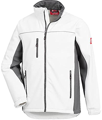 Nitras Motion TEX Light - Herren Softshell-Arbeitsjacke | Wasser- und Windabweisende Softshelljacke - Weiß/Grau Gr M