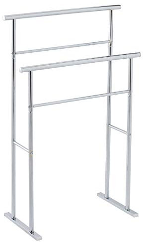 Spirella Handtuchständer Bridge H x B x T: ca. 94 x 65 x 25 cm Handtuchhalter aus verchromtem Metall in Edelstahl-Optik Badehandtuchhalter mit 2 Handtuchstangen als Badaccessoire, Silber
