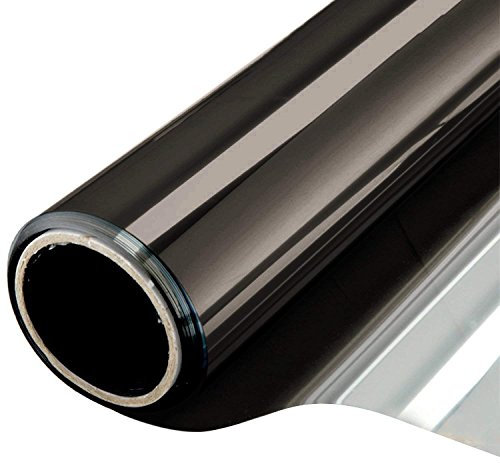 WPCTEV Window Film One Way Mirror Film Privacy Static Non-Adhesive Decorative Heat Control Anti UV Window Tint for Home and Office Black Silver 6 Mil 35.4 Inch x 20 Feet