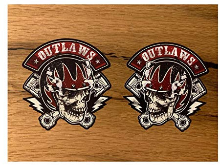 24/7stickers MG360 / 2X Outlaw Aufkleber je 8,5 x 8,5 cm Motorrad Biker Scrambler Streetfighter 1% Chopper Bobber Vintage Racing Oldschool