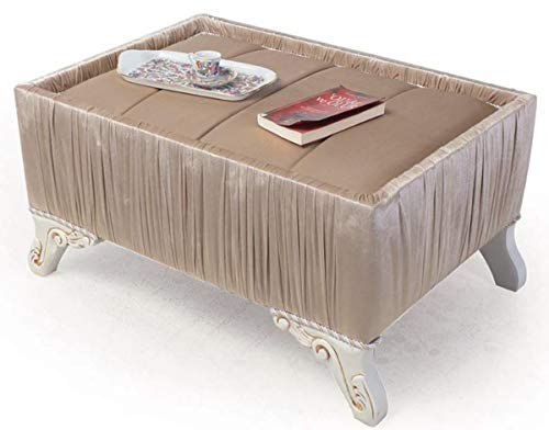 Casa Padrino Luxus Barock Beistelltisch Beige/Weiß/Gold 91 x 63 x H. 42 cm - Barock Wohnzimmer Möbel