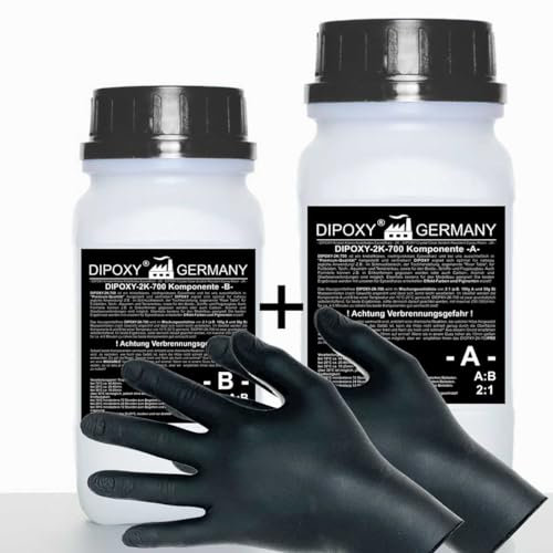 15kg Epoxidharz 2K Harz + Härter + Handschuhe EP Laminierharz in Profi Qualität Glasklar und geruchsarm Gießharz Epoxy UV Stab.für Holz Tisch Boden Aquarium Terra Formenbau GFK DIPOXY-2K-700