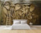 Tapete 3D Wandbild Goldener Relief Elefant Fototapete 3D Effekt Vliestapete Wohnzimmer Wanddeko
