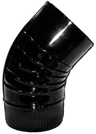 CODO ESTUFA DE LEÑA EXTRACTOR DE HUMO NEGRO VITRIFICADO 150MM MILÍMETROS DE 45º GRADOS, IDEAL CASA HOGAR TERRAZA MASIA CORTIJO