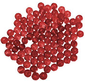 (3 mm/Rot) Glasperlen - Bastelperlen aus Glas facettiert Kristall Diamant Optik Loch Perlen zum Basteln auffädeln Armbänder Traumfänger bunt Set DIY kleine große Kinder Schmuck