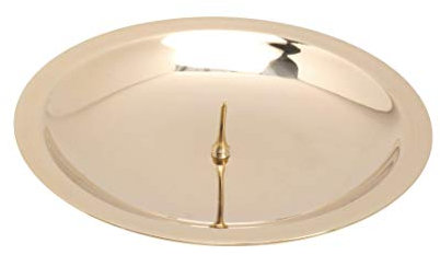 NKlaus Kerzenteller Ø 10cm mit Dorn 1cm Kerzenständer Kerzenhalter Messing Gold glänzend Kerzenuntersetzer Stumpenkerzen Kommunion 3323