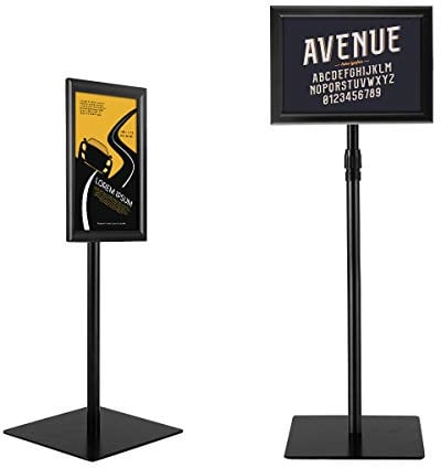 COSTWAY A3/A4 Poster Stand, Angle & Height Adjustable Sign Holder with Square Steel Base, Snap Frame Menu Advertisement Rack Floor Display Stands for Show Business Wedding (Black, A4)