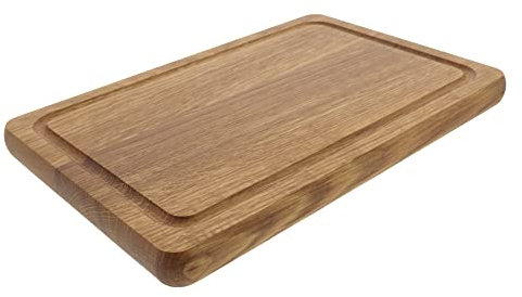 6x HOFMEISTER® rechteckiges Schneidebrett aus Eiche (30 cm/mit Saftrille)