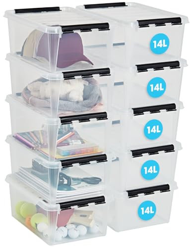 SmartStore - 10x Aufbewahrungsbox mit Deckel Classic 14L (40x30x18cm) | Stapelbare Box mit Deckel | Lebensmittelechte Kunststoffbox | Plastikbox mit Deckel & verstärkten Ecken | 10 Jahre Garantie