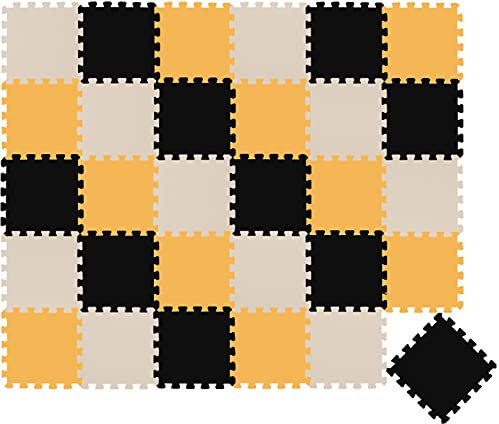 LittleTom 27 Teile Spielmatte Baby Puzzlematte ab Null - 30 x 30 cm Krabbelmatte Bodenmatte Kinder - Puzzle Teppich Kinderzimmer Matte - Outdoor Bodenschutzmatte Spielteppich Eva Schaumstoff Isomatte