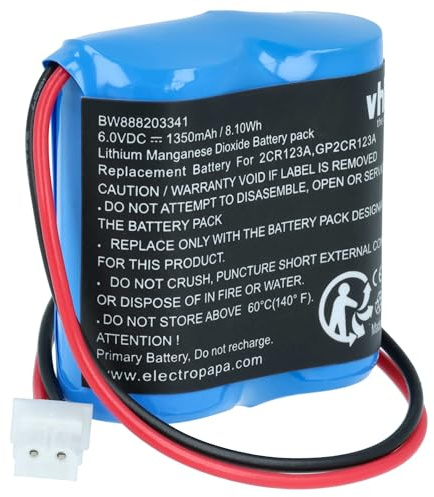 vhbw Batterie Ersatz für Visonic GP2CR123A | EVE2CR17450-C, 103-302915, OSA363, 103-302891 für Bewegungsmelder (1350 mAh, 6 V, Li-MnO2)