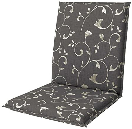 Doppler Niederlehner-Auflage 100x48x6 cm – Weiches Gartenstuhl-Polster kariert ranke | Sitzkissen mit Bindebändern | Bequeme Auflage für Balkon, Garten & Terrasse