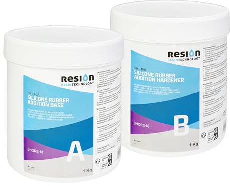 RESION -Flüssiges Silikon Gießgummi - Abformmasse für Formenbau und Kreative Projekte - Härte: 40 Shore A flexibel - Schwarz - 2KG