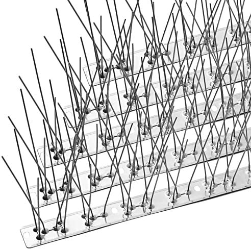 OFFO Bird Spikes with Stainless Steel Base,Pigeon Spikes for Roofs and Windows,Bird Deterrent Spikes Set for Deterring Crows,Seagulls and Small Birds,Cover 2.08m