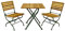 DEGAMO Garten Sitzgruppe Klappgarnitur Passau 3-teilig (2X Stuhl, 1x Tisch eckig 70x70cm), Gestell Flachstahl dunkelgrün, Belattung Robinien Holz, Outdoor