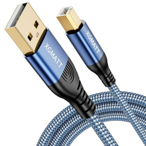 Cable de impresora USB 【3M】 Cable de impresora USB A a USB B, cable USB 2.0 tipo B, escáner de alta velocidad, compatible con Lexmark, Dell, HP, Canon, Epson, Xerox, Brother, DAC y más, azul