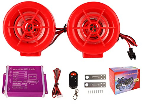 Dioche Motorrad-Alarm-Audiosystem, Motorrad-Alarm-Soundsystem mit Blinklicht, 100 Hz Bis 6 kHz, MP3-Radio, Bluetooth-Stereo-Lautsprecher für Motorräder
