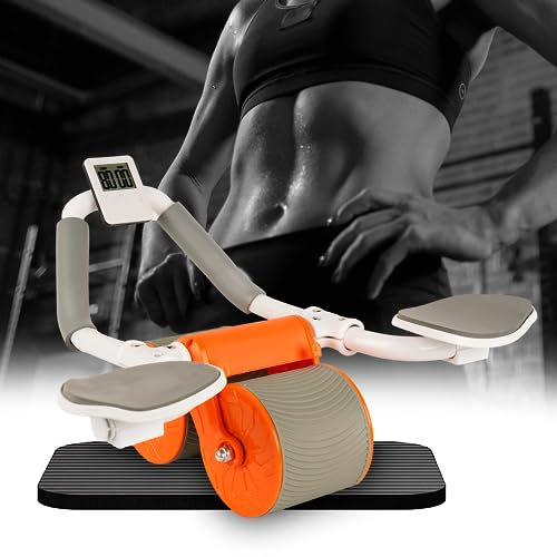 Tofern Automatische Rebound-Bauchrolle Neue Bauchroller Ab Roller Bauchtrainer mit Ellbogenunterstützung, Ab Wheel mit Automatische Rebound, Bauchmuskeltrainer mit Kniematte für Männer und Frauen