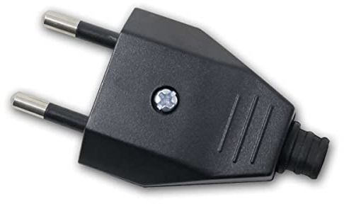 world-trading-net - 5er Set Europa-Flachstecker, schwarz, Schraubanschluss, Steckrichtung gerade, max. 250V/2,5A, mit Zugentlastung