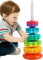 Jouet Empilable pour Jeunes Enfants Grande Pyramide pour Bébé Jouet D’Éveil avec Les Engrenages Coloré Jouets éducatif D'empilement De Rotation Cadeau Enfant 1 2 3 Ans (5 étages)