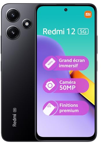 XIAOMI Redmi 12 5G - Smartphone 5G de 8+256GB, Triple cámara de 50 MP, Pantalla de 6.79 FHD+ de 90 Hz, Snapdragon 4 Gen 2, 5000mAh, Negro (Versión ES)