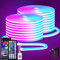 segrass 30M RGB LED neon Rope Lights LED neon Lights with Remote/APP Control 24V IP65 Waterproof Flexible Neon LED Strip Lights for Bedroom Room Outdoors Decor（2 Rolls of 15M）