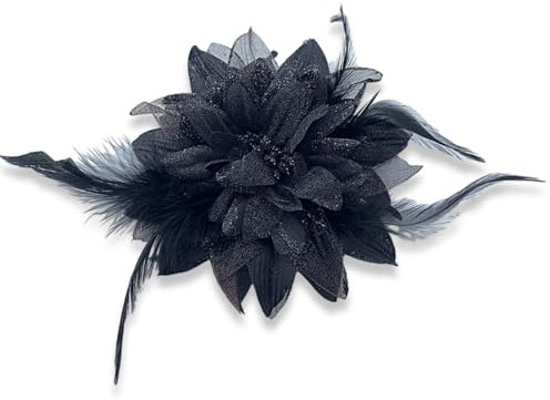 KSJEHW Broche Plume Vintage, Broches de Fleurs Fantaisie Broches pour Femmes Accessoires Vestimentaires Style Élégant comme Cadeau pour Femme(Noir