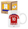 Taza del Atlético personalizada con nombre y número, diseños de tazas de futbol para fans del Atlético, tu equipo favorito en taza de cerámica de café, té, chocolate 325 ml(Atléticocerámica)