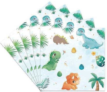20PCS Dinosaur Napkins for Birthday Dino Party Napkins Green Dinosaur Napkins Dinosaur Theme Party Birthday Baby Shower Decoration Supplies Girls Boys Kids