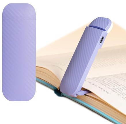 HEMONNKAM Book Reading Light, Rechargeable Clip on Booklight, Eye Caring 3 Color Temperatures & 5 Brightness Levels, Night Use for Bed, Long Lasting, Reading at Night in Bed, Romantic Purple