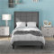 Gepolstertes Doppelbett Mit Kariertem Kopfteil, Lattenrost – Keine Boxspringbetten Erforderlich, Modernes Design Für Schlafzimmer Für Erwachsene Und Jugendliche(Size:90x200cm,Color:Grau)
