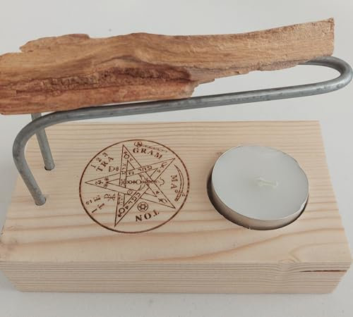 Palo Santo Quemador Tetragramaton con Soporte de Metal - Incensario para Yoga, Meditación y Purificación - Porta Incienso Seguro y Estético - para Quemar Madera Incluye Palo Santo y