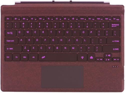 Type Cover for Microsoft Surface Pro 7+ Pro 7 Pro 6 Pro 5 Pro 4 Pro 3 Generation Portable Slim Wireless Keyboard with Touchpad Tablet Keyboard (Burgundy, Backlit)