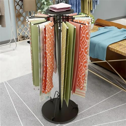 Metal Iron Scarf Holder Display Rack Accessory Organizer Stand, Floor-Standing Belt Shawl Hanger Hijab Organizer Rack Mit 30/45 Stangen, Platzsparende Lagerung Regale Kleidung Display Stand,Schwarz,L