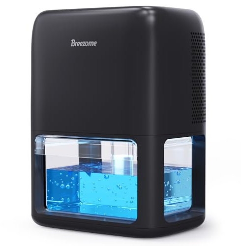 BREEZOME 60 OZ Dehumidifiers for Home, Dual-Semiconductor Quiet Dehumidifier with Timer Auto-Off Sleep Mode 7 Colors Light Portable Small Dehumidifiers for Bathroom, Cloakroom, RV, Black
