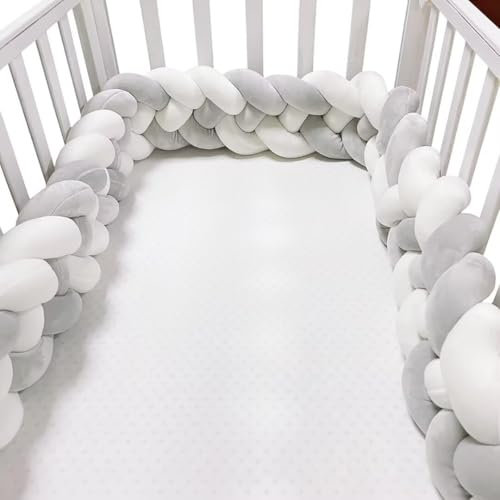 PTKG Bettschlange Geflochten Kopfschutz, Geflochtenes Seitenschläferkissen Zierkissen Geflochten,Babybett Umrandungen Bequem Zierkissen Nestchenschlange,Nestchenschlange Geflochten,A11,1m