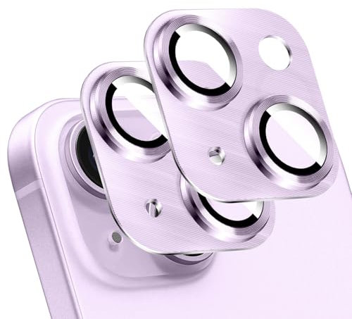 LucBuy 2 Pezzi Protezione per Obiettivo Fotocamera in Metallo per iPhone 11, Decorazione per telefono con texture 3D, Cover Posteriore per Fotocamera in Titanio