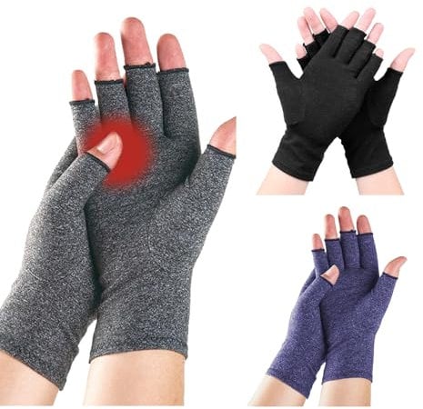 Xumann 3 Pairs Compression Gloves, Fingerless Gloves Women Men, Carpal Tunnel Glove for Hands Relief in Cold Office Typing