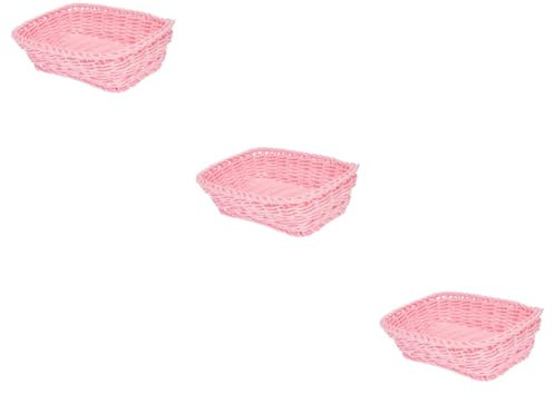 CAXUSD 3 Pièces Préparation des paniers de rangement panier rangement boite rangement fruits basket caisson dressing tableau marché panier tressé pratique panier tressé exquis osier rose