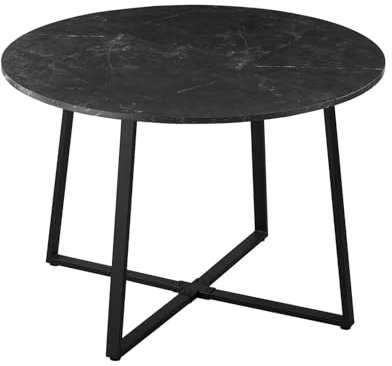 DUBI Möbel Esstisch NOA, Rund 110x110 cm Esszimmertisch Küchentisch Holztisch für Küche, Esszimmer, Industrial modern Design, Marmor Optik, 11216-US-MSCH